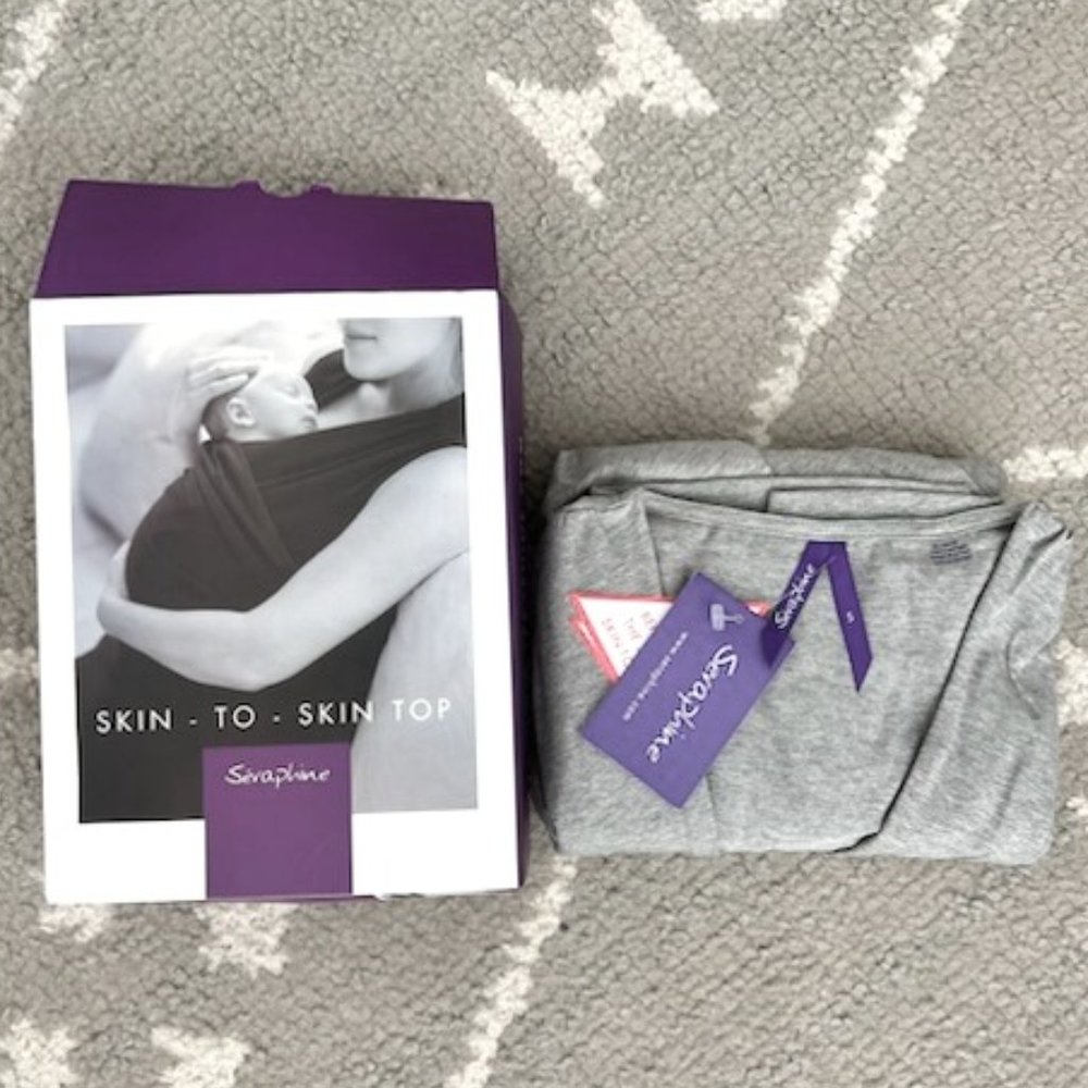 NWT Seraphine Cotton Skin to Skin Top, Grey Marl, Size Small